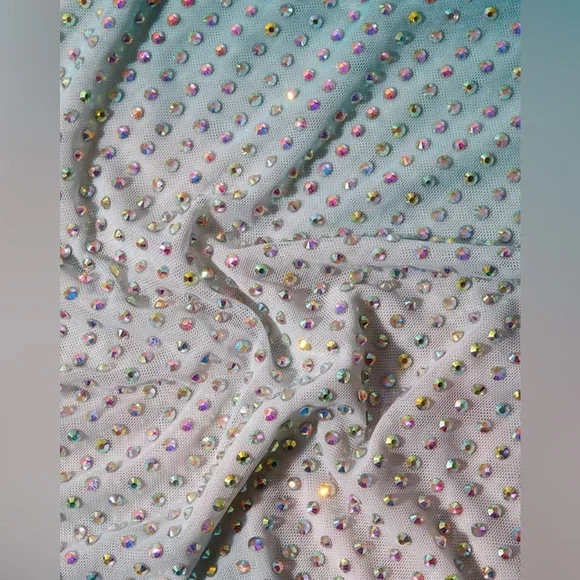 Self Portrait Green Contour Print Rhinestone Dress - Picture 5 of 17